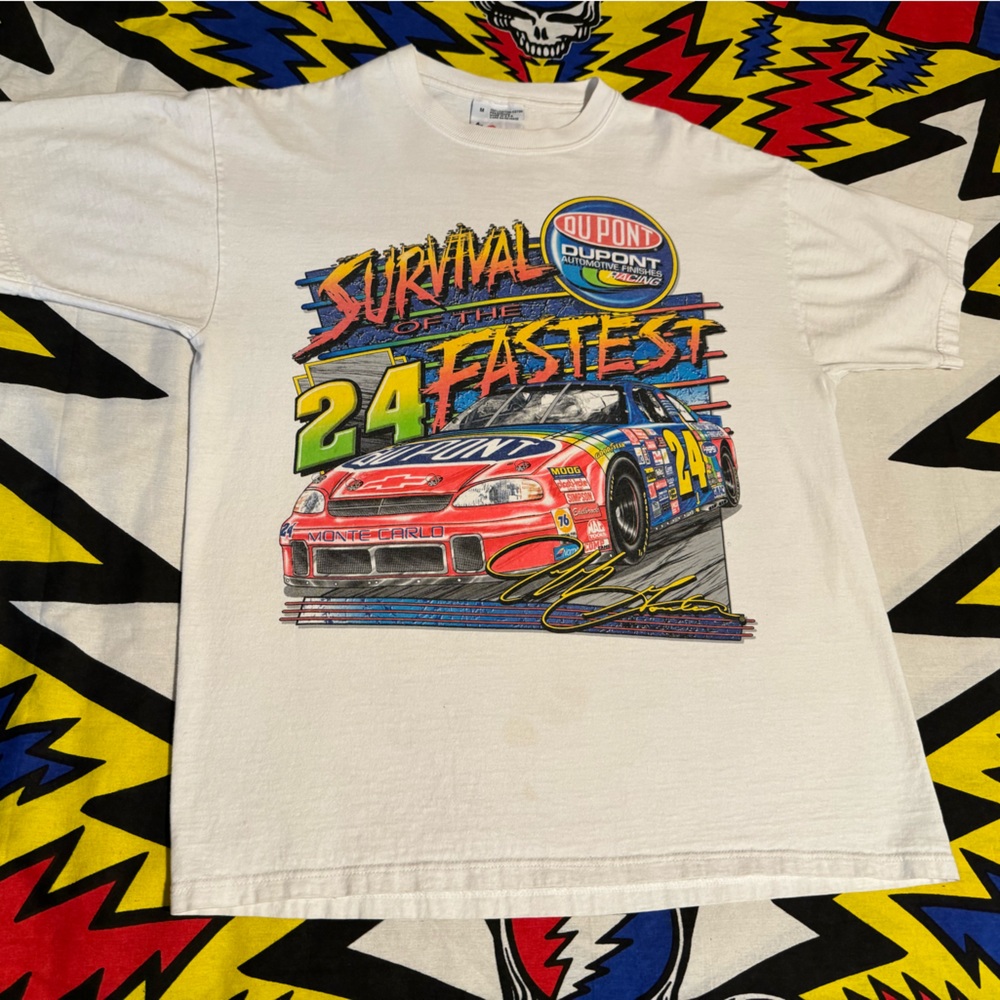 Vintage Jeff Gordon Nascar Dupoint Chase Authentic Survival of the Fastest Shirt